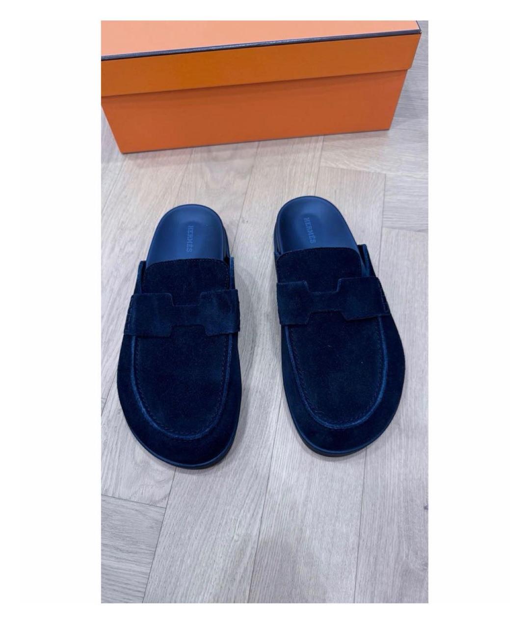 HERMES Черные замшевые мюли, фото 3