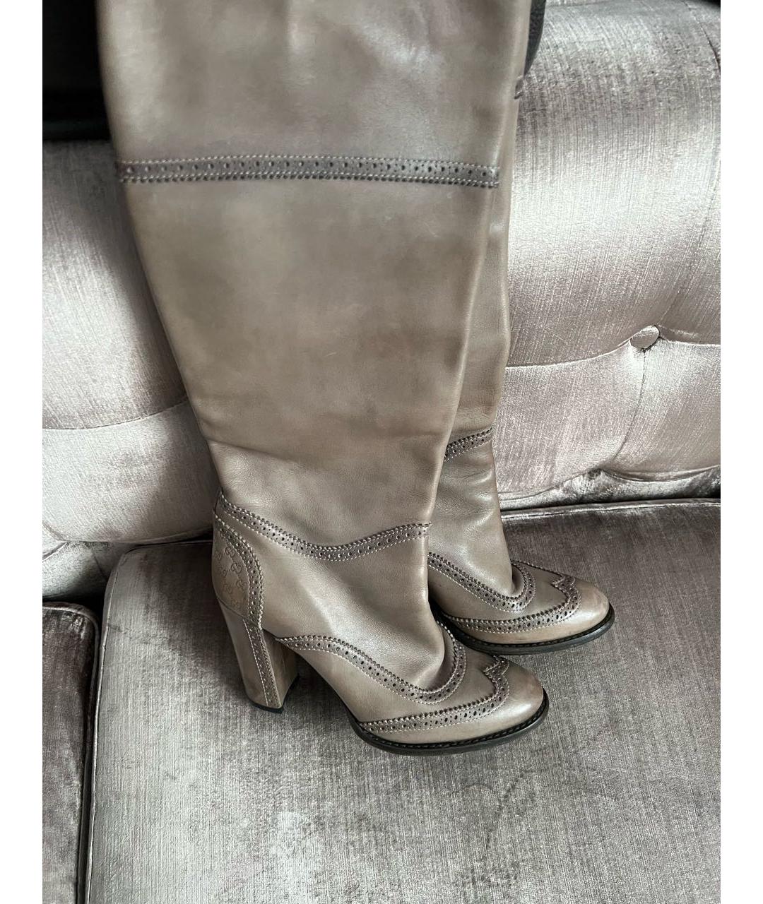 GUCCI Бежевые кожаные сапоги, фото 3