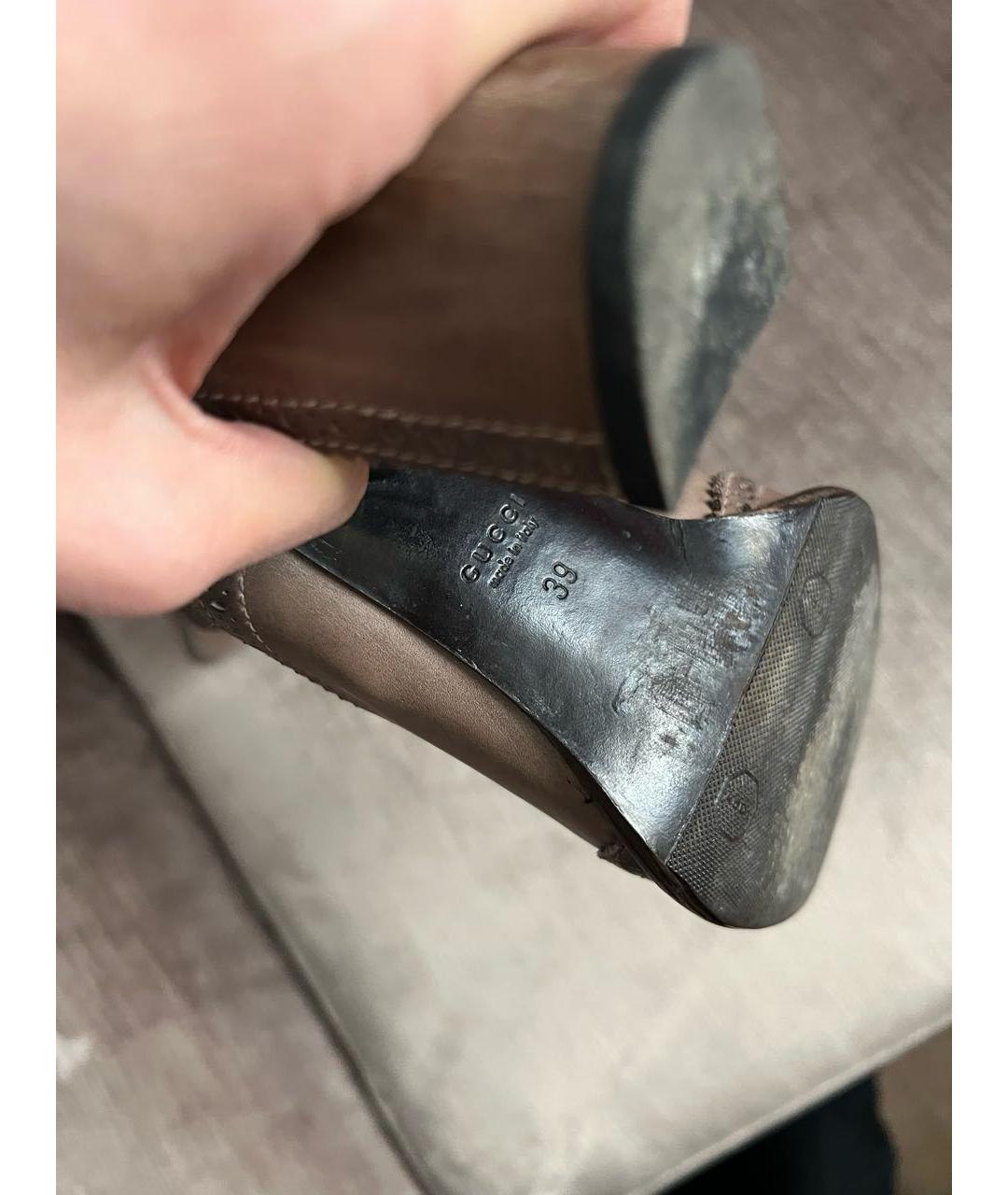 GUCCI Бежевые кожаные сапоги, фото 6