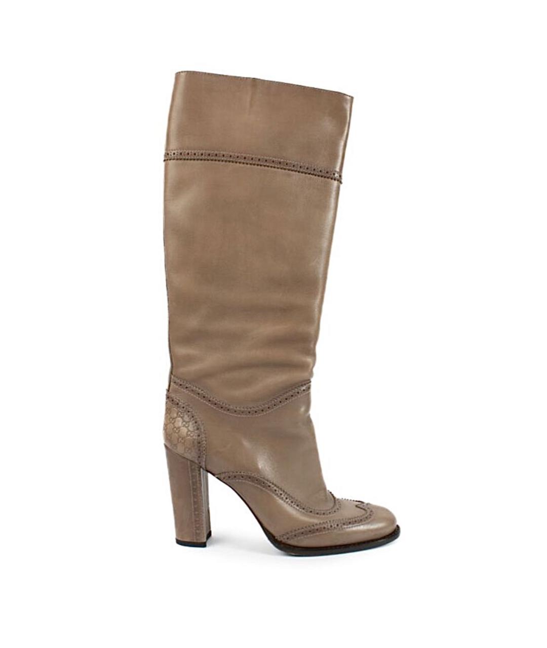 GUCCI Бежевые кожаные сапоги, фото 7