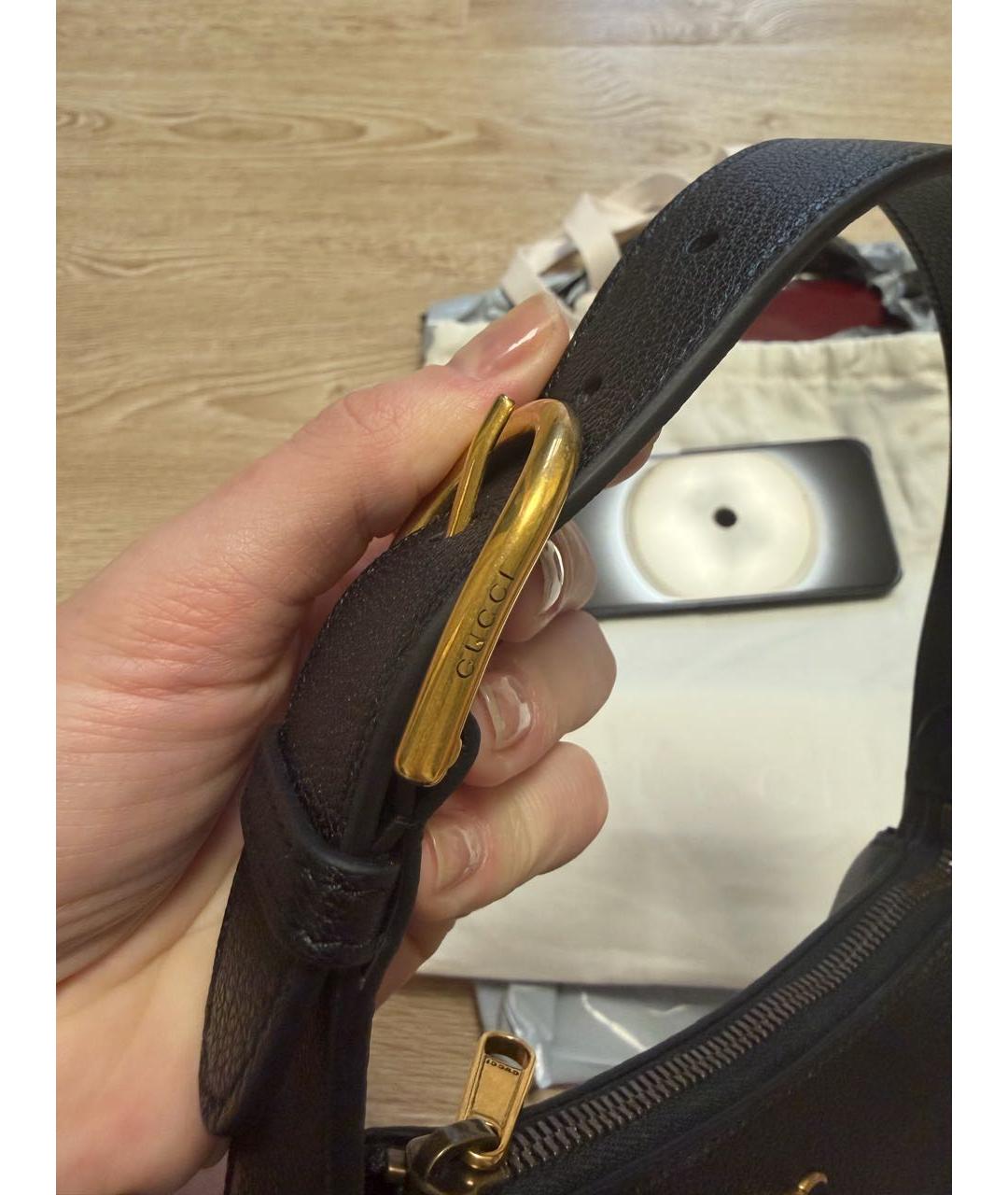 GUCCI Черная кожаная сумка через плечо, фото 4