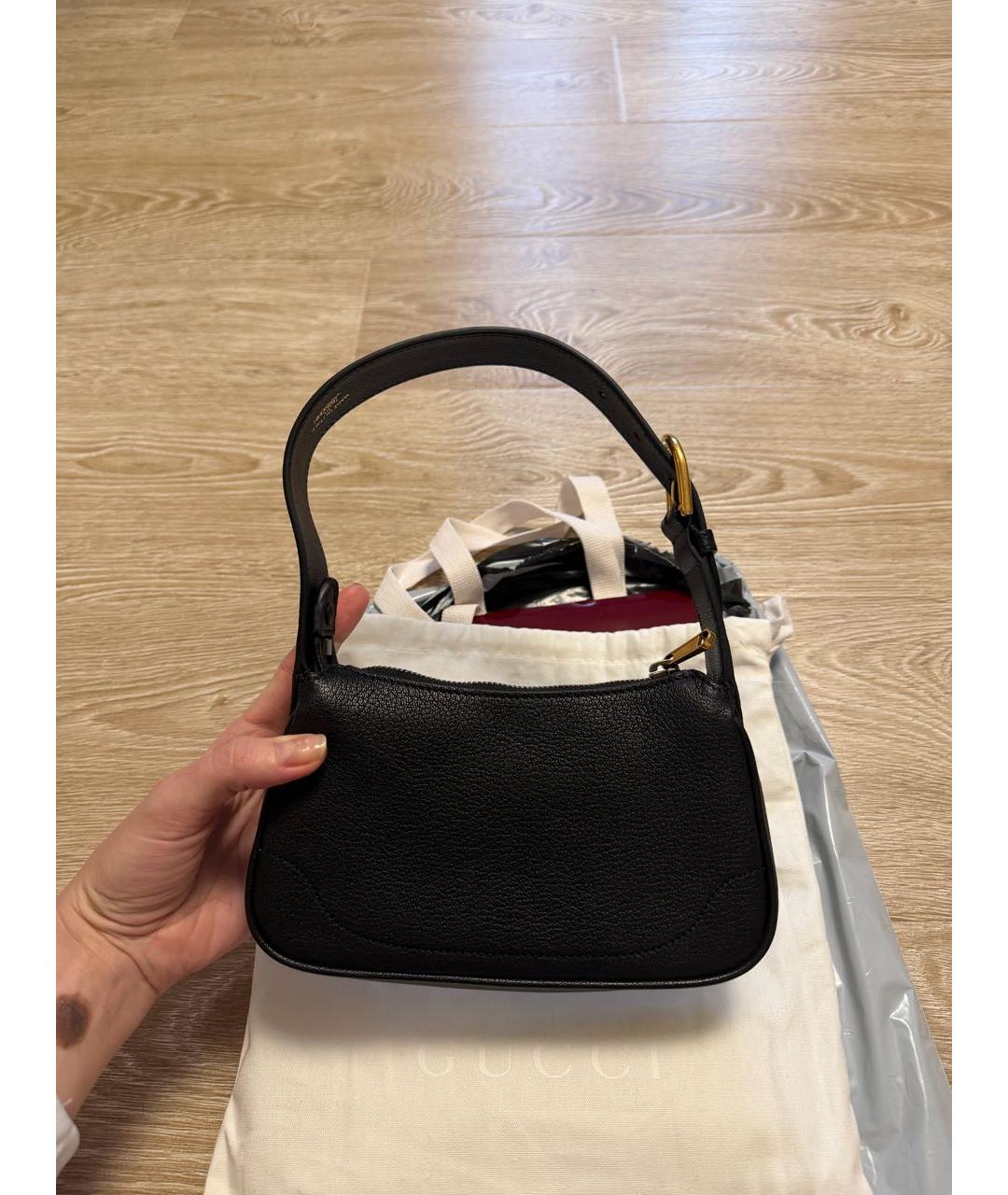 GUCCI Черная кожаная сумка через плечо, фото 2