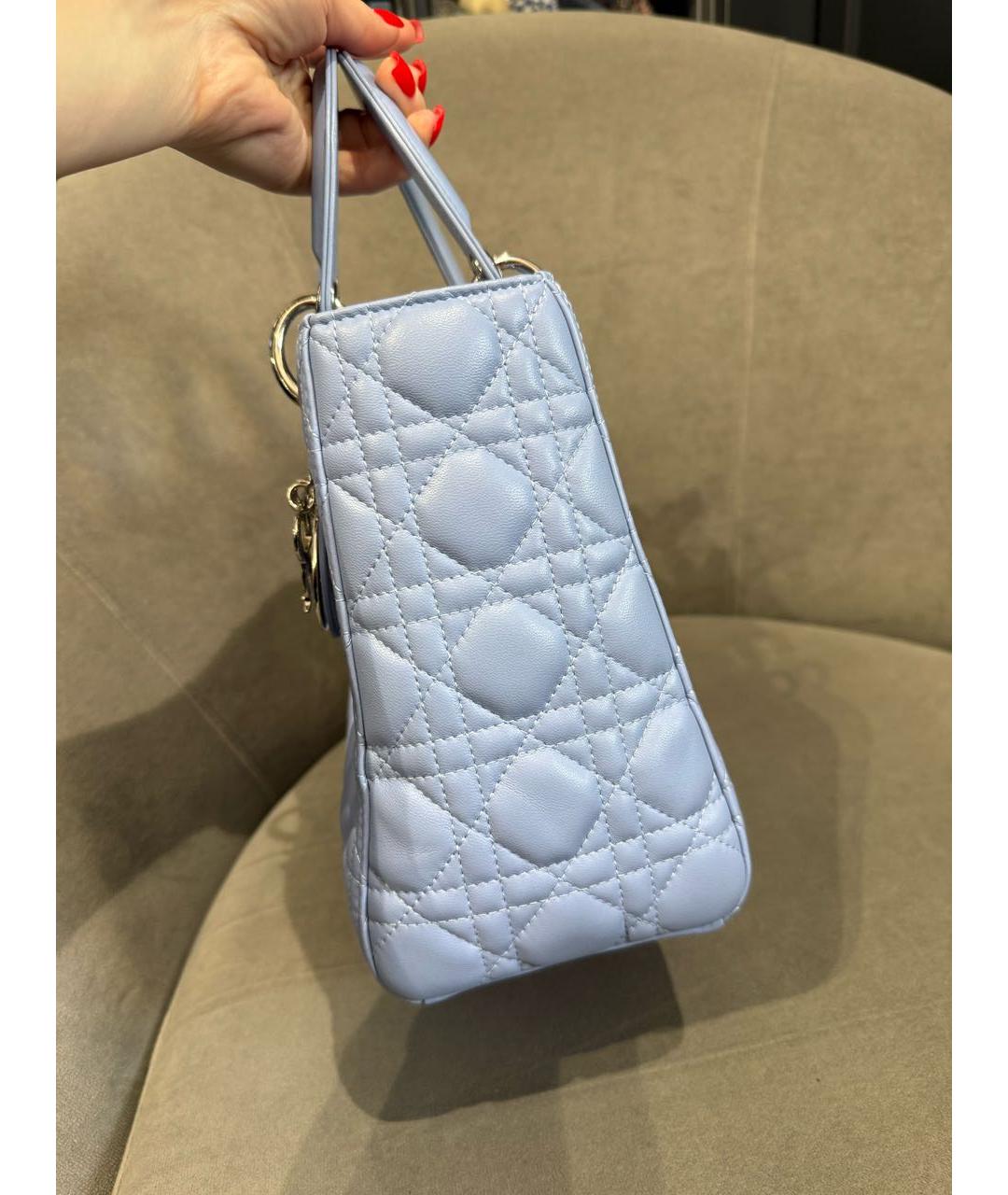 CHRISTIAN DIOR Голубая кожаная сумка через плечо, фото 8