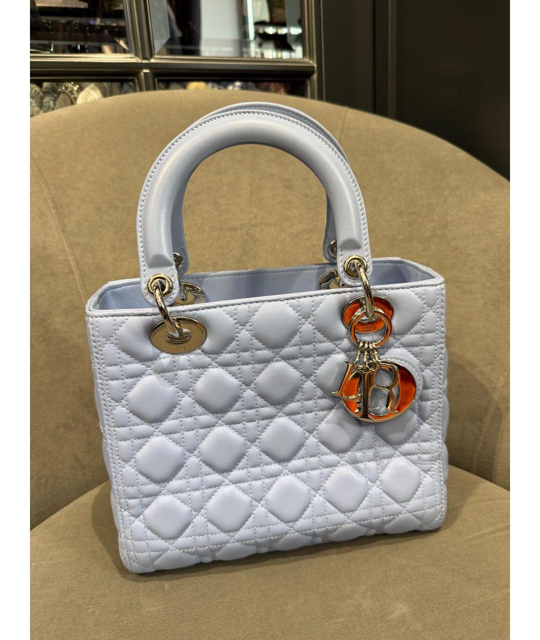 CHRISTIAN DIOR Голубая кожаная сумка через плечо, фото 2