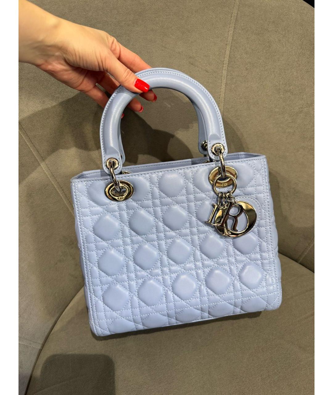 CHRISTIAN DIOR Голубая кожаная сумка через плечо, фото 5