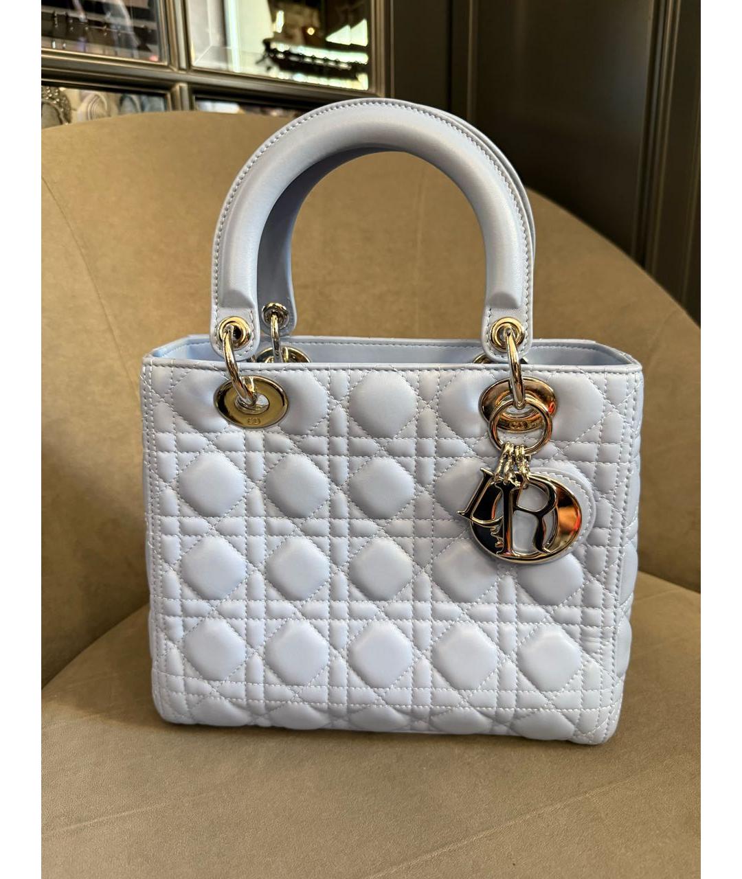 CHRISTIAN DIOR Голубая кожаная сумка через плечо, фото 9