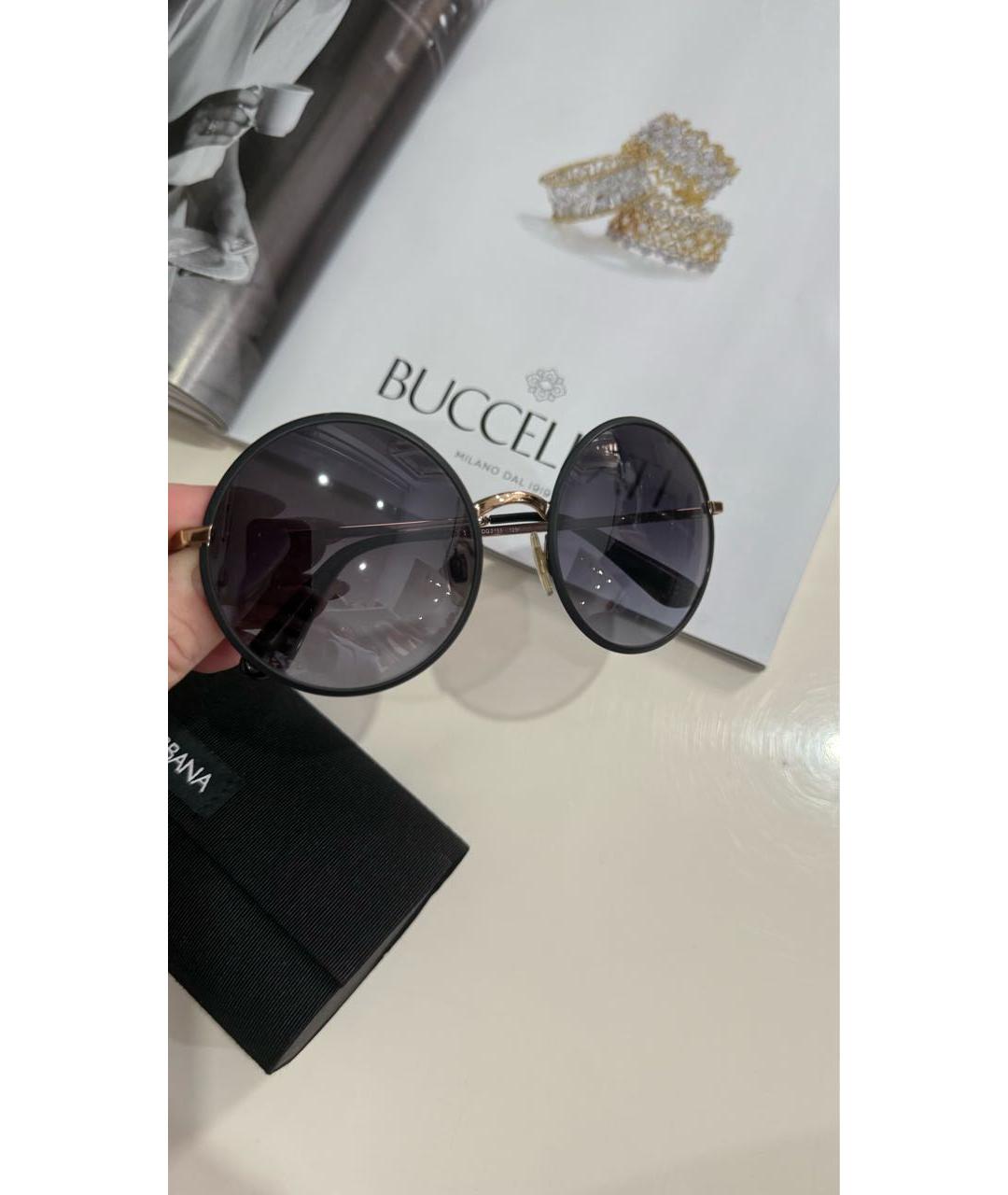 DOLCE&GABBANA Золотые металлические солнцезащитные очки, фото 3