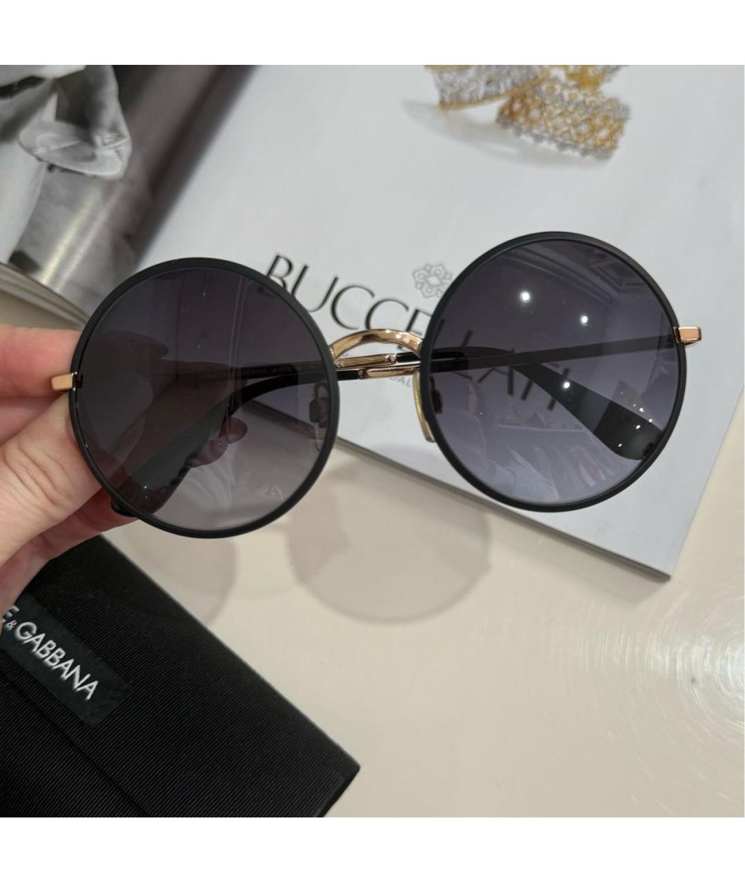 DOLCE&GABBANA Золотые металлические солнцезащитные очки, фото 2