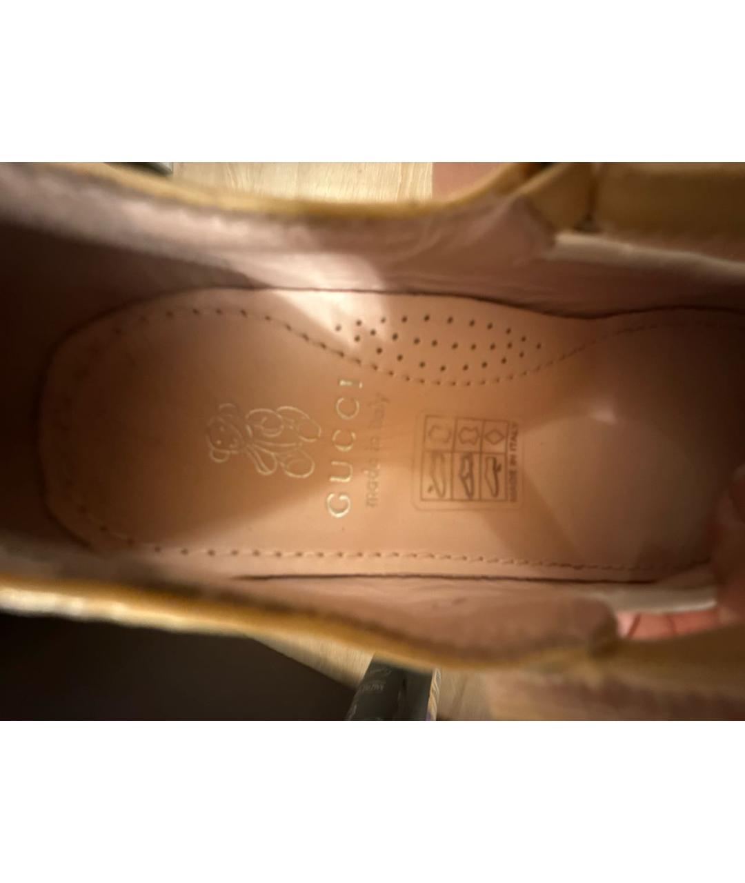 GUCCI KIDS Бежевые туфли из лакированной кожи, фото 7