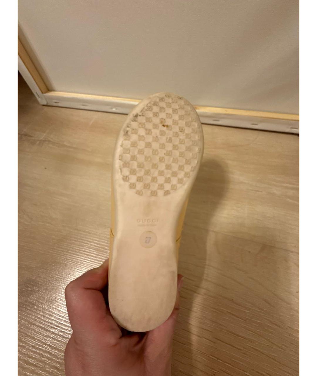 GUCCI KIDS Бежевые туфли из лакированной кожи, фото 6