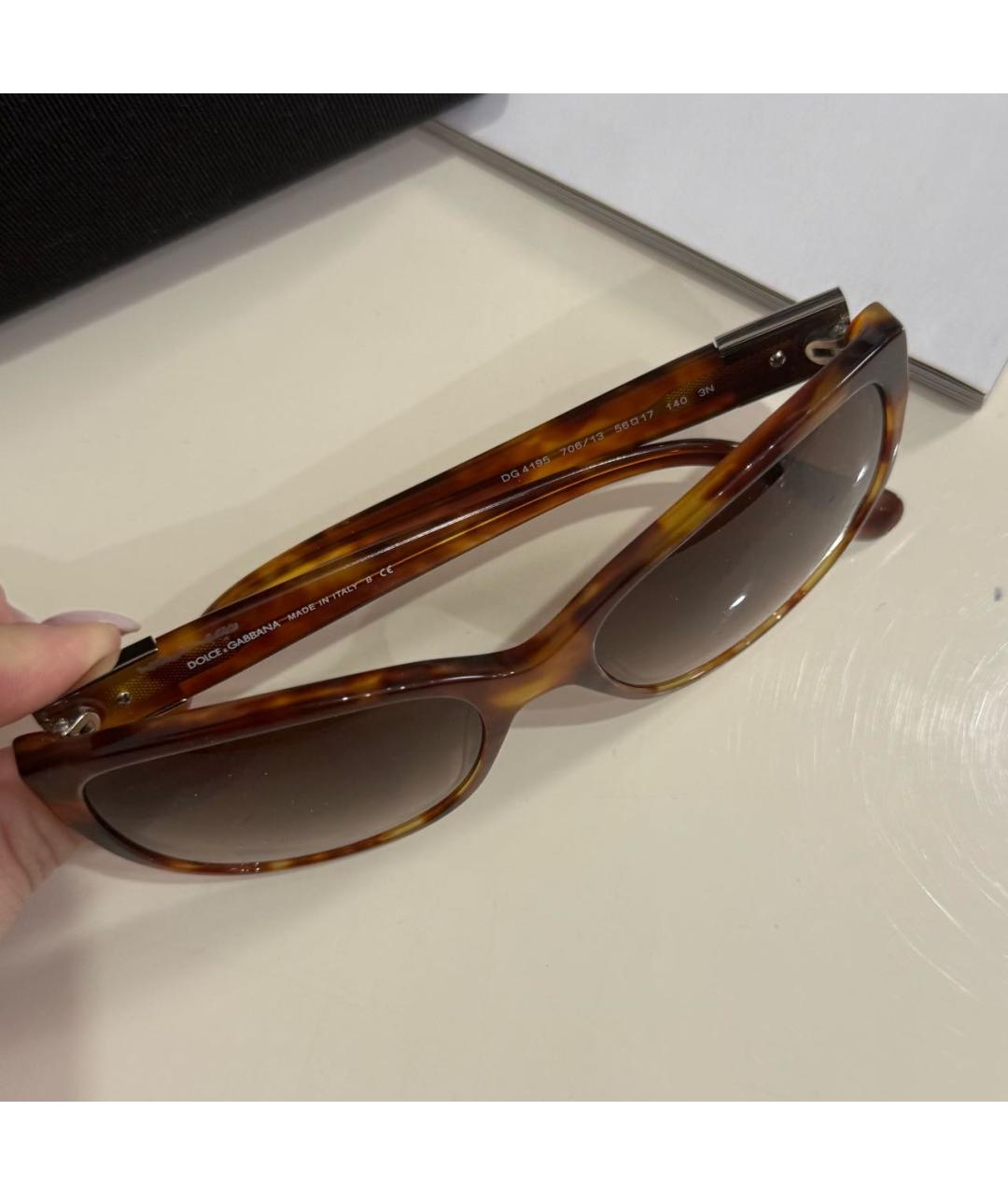 DOLCE&GABBANA Коричневые пластиковые солнцезащитные очки, фото 4