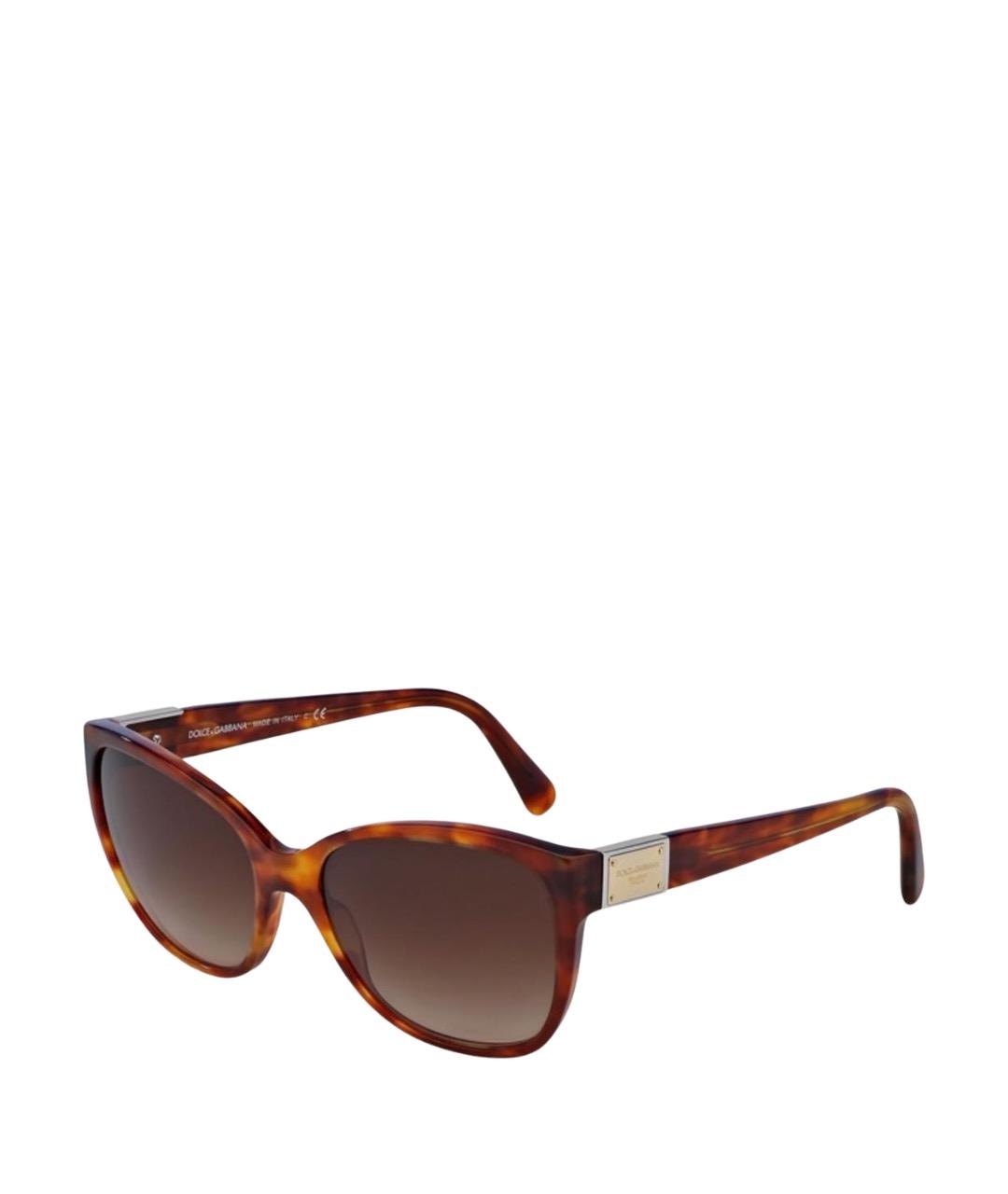 DOLCE&GABBANA Коричневые пластиковые солнцезащитные очки, фото 1
