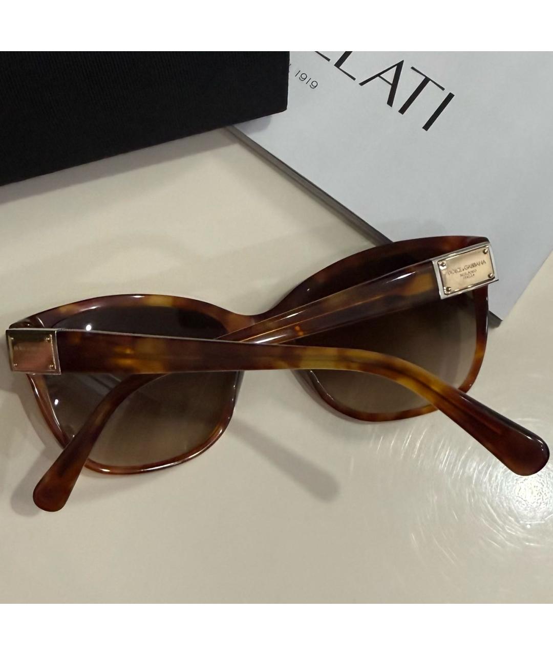 DOLCE&GABBANA Коричневые пластиковые солнцезащитные очки, фото 5
