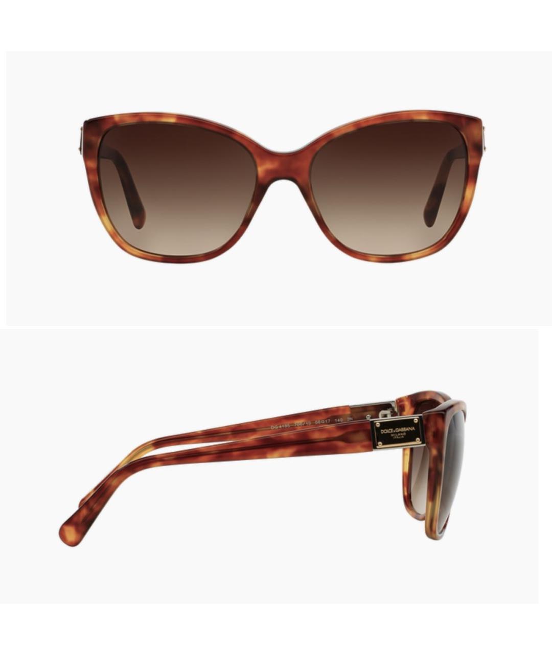 DOLCE&GABBANA Коричневые пластиковые солнцезащитные очки, фото 2