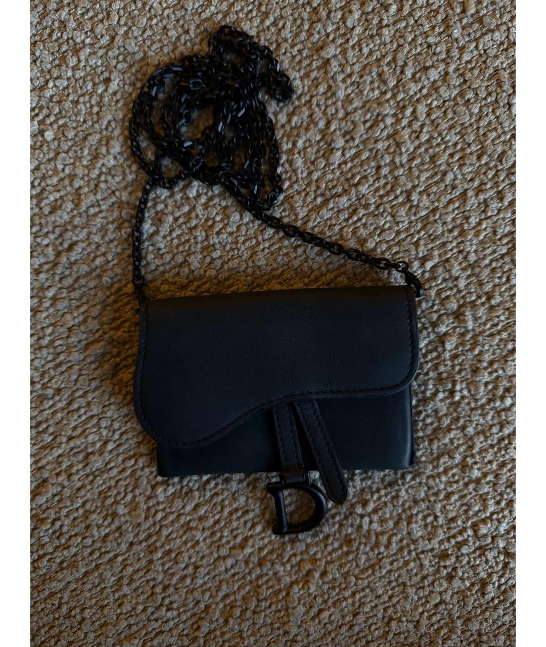 CHRISTIAN DIOR Черная кожаная сумка через плечо, фото 5