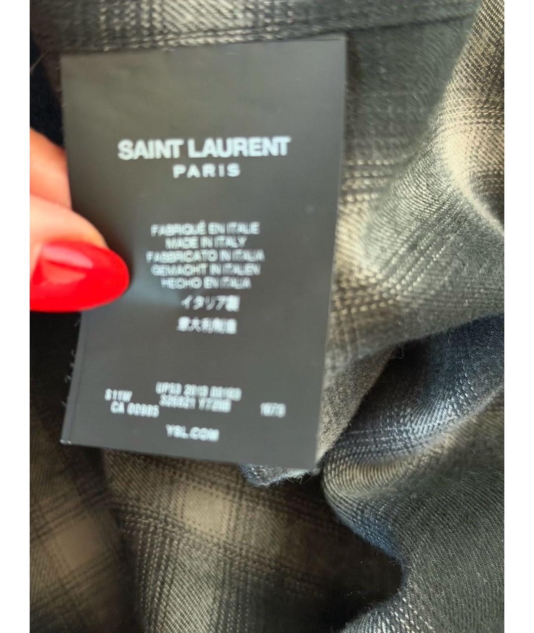 SAINT LAURENT Черная хлопковая рубашка, фото 6