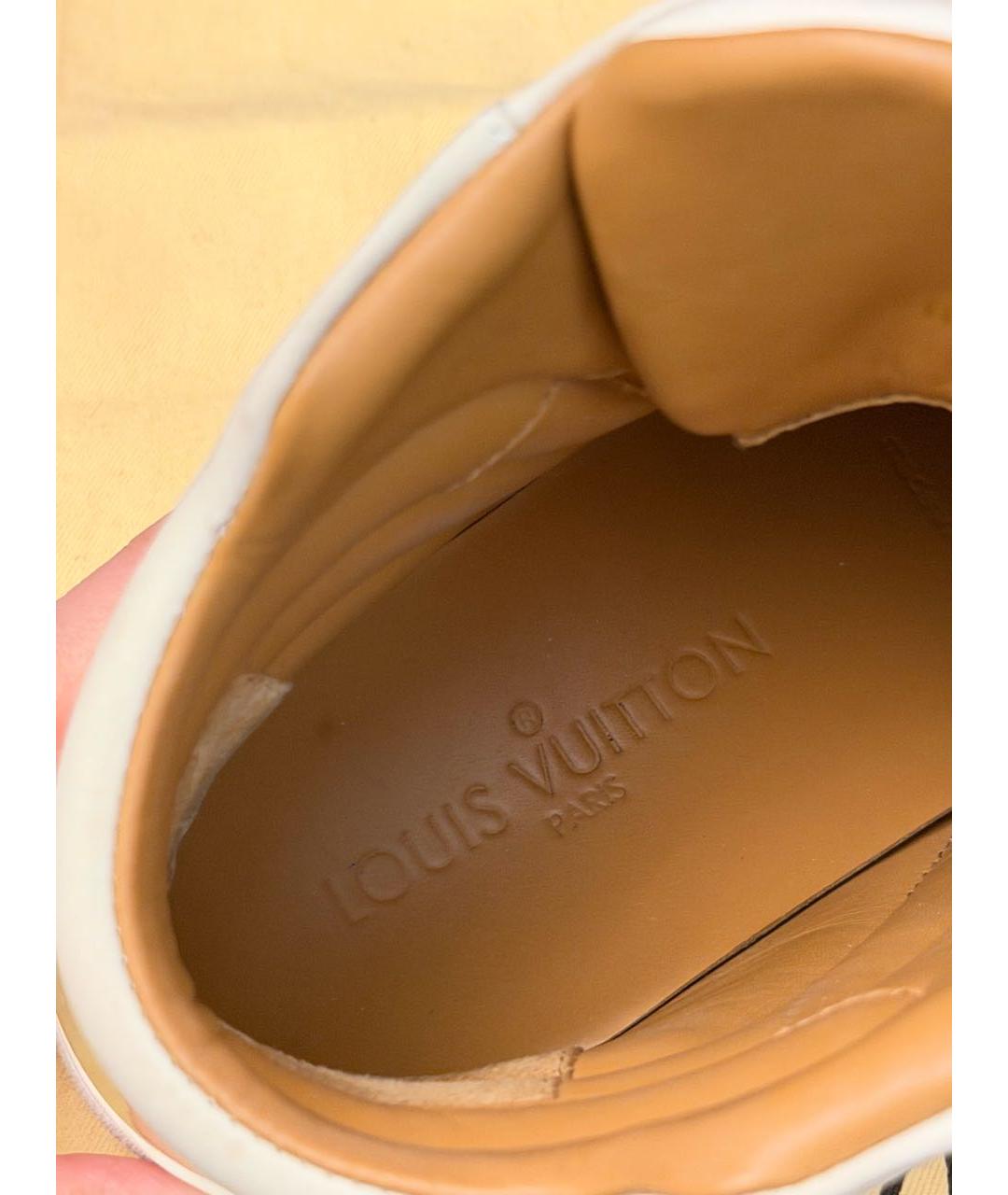 LOUIS VUITTON Бежевые кожаные кеды, фото 8