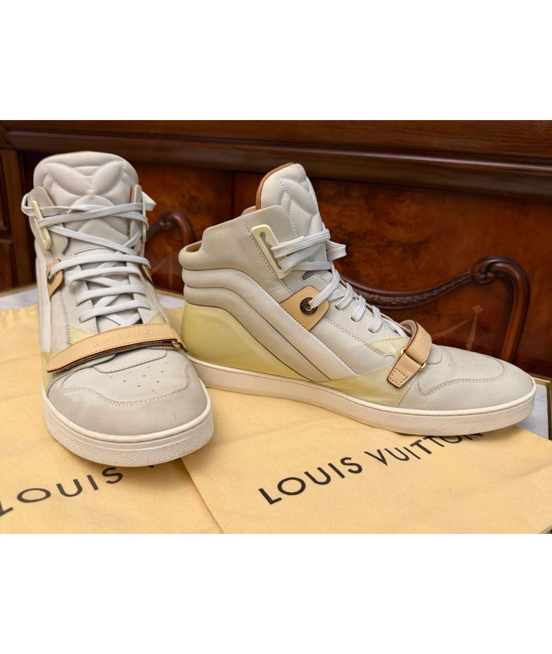 LOUIS VUITTON Бежевые кожаные кеды, фото 3