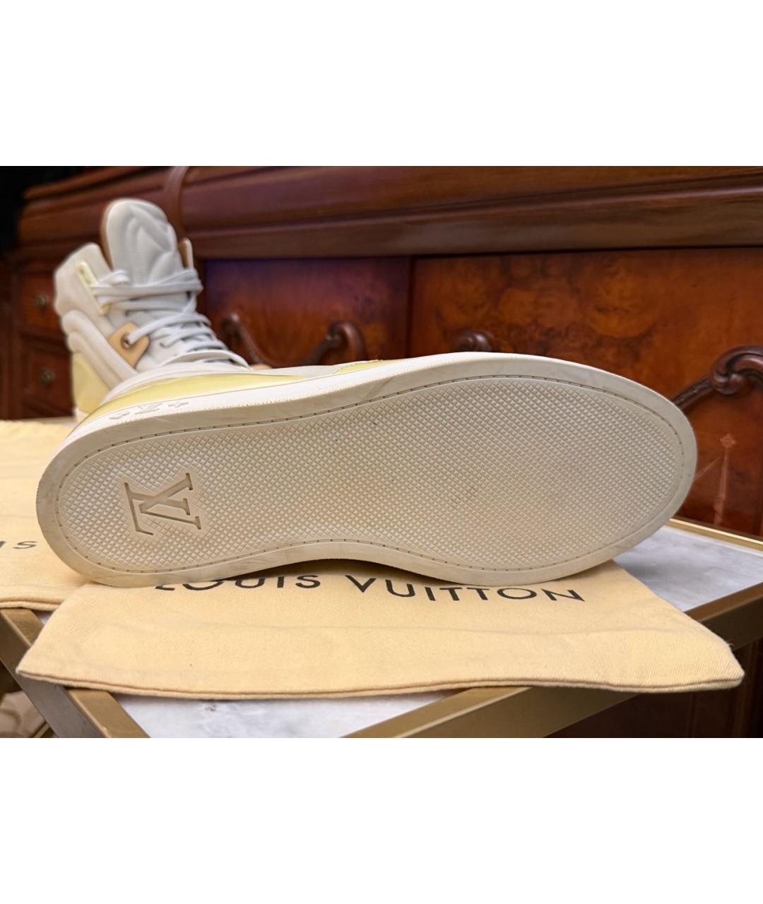 LOUIS VUITTON Бежевые кожаные кеды, фото 4