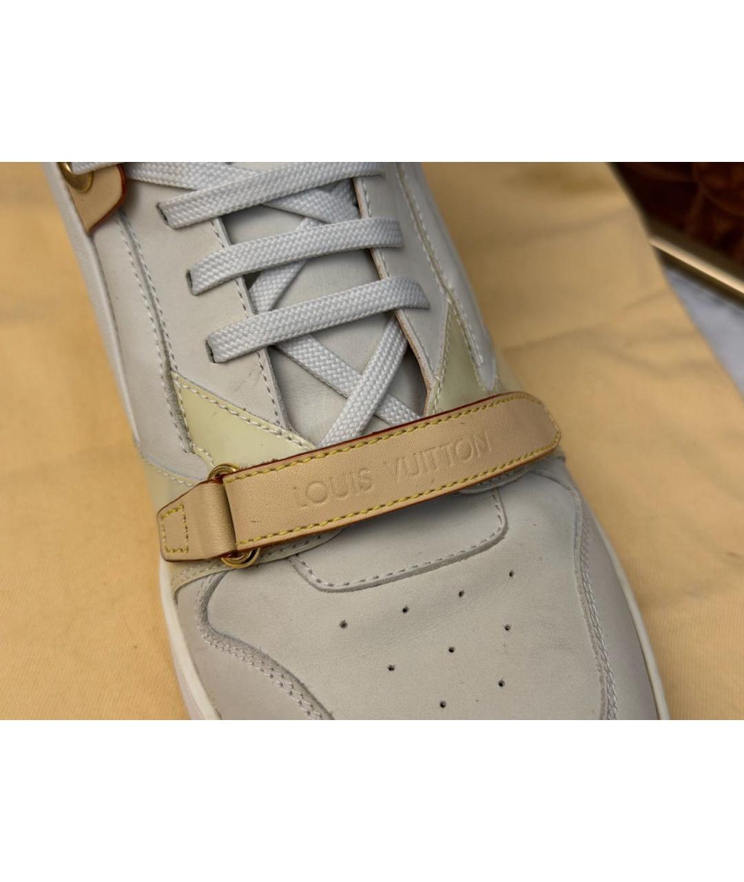 LOUIS VUITTON Бежевые кожаные кеды, фото 6