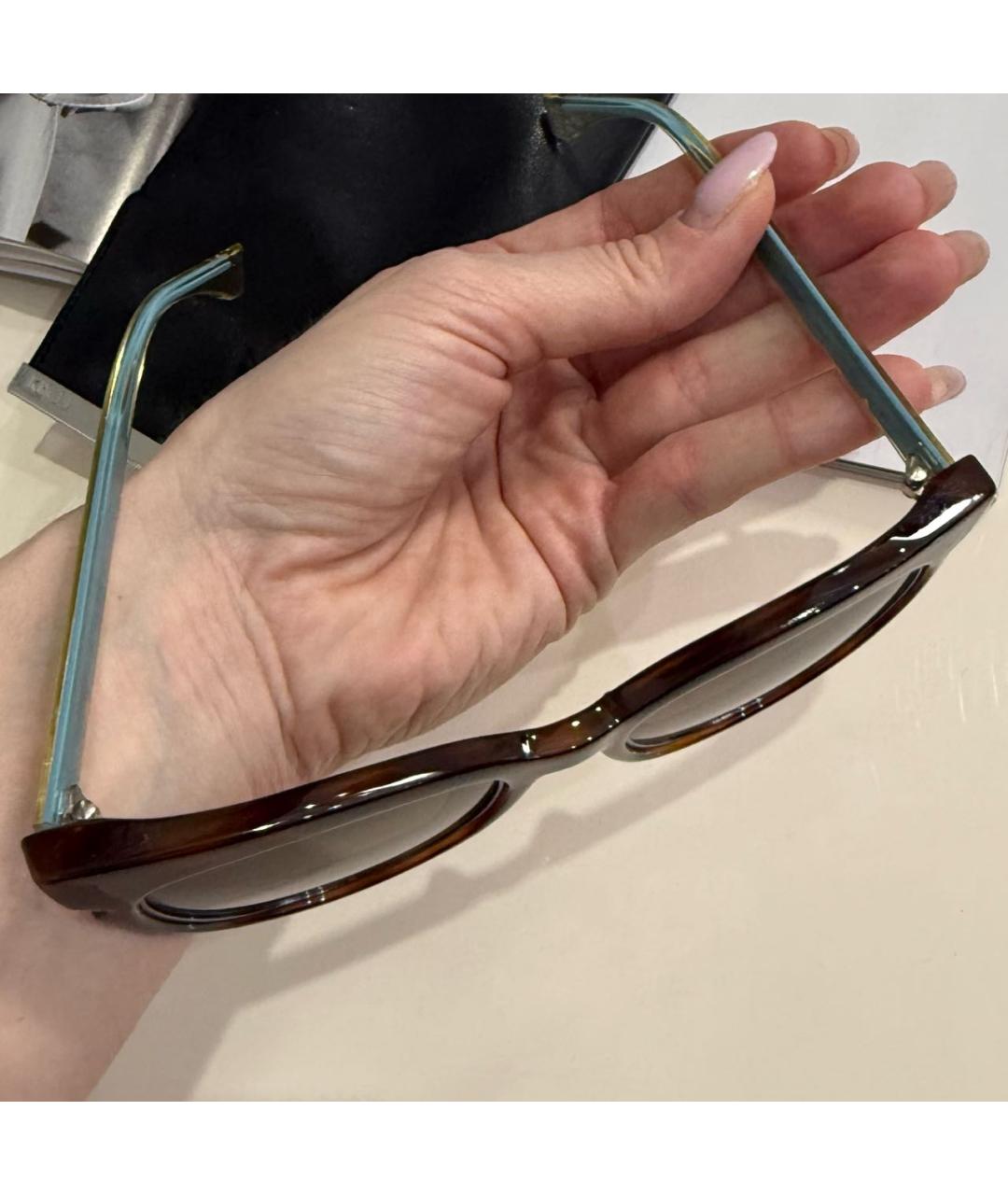 FENDI Коричневые пластиковые солнцезащитные очки, фото 6