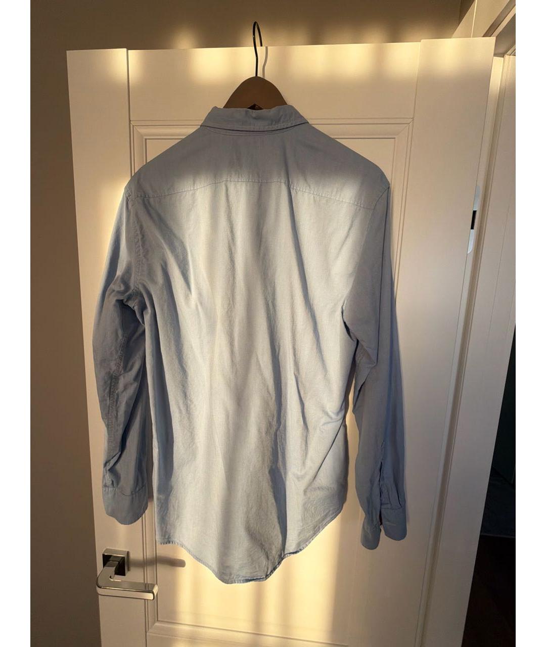 BURBERRY Голубая хлопковая кэжуал рубашка, фото 2