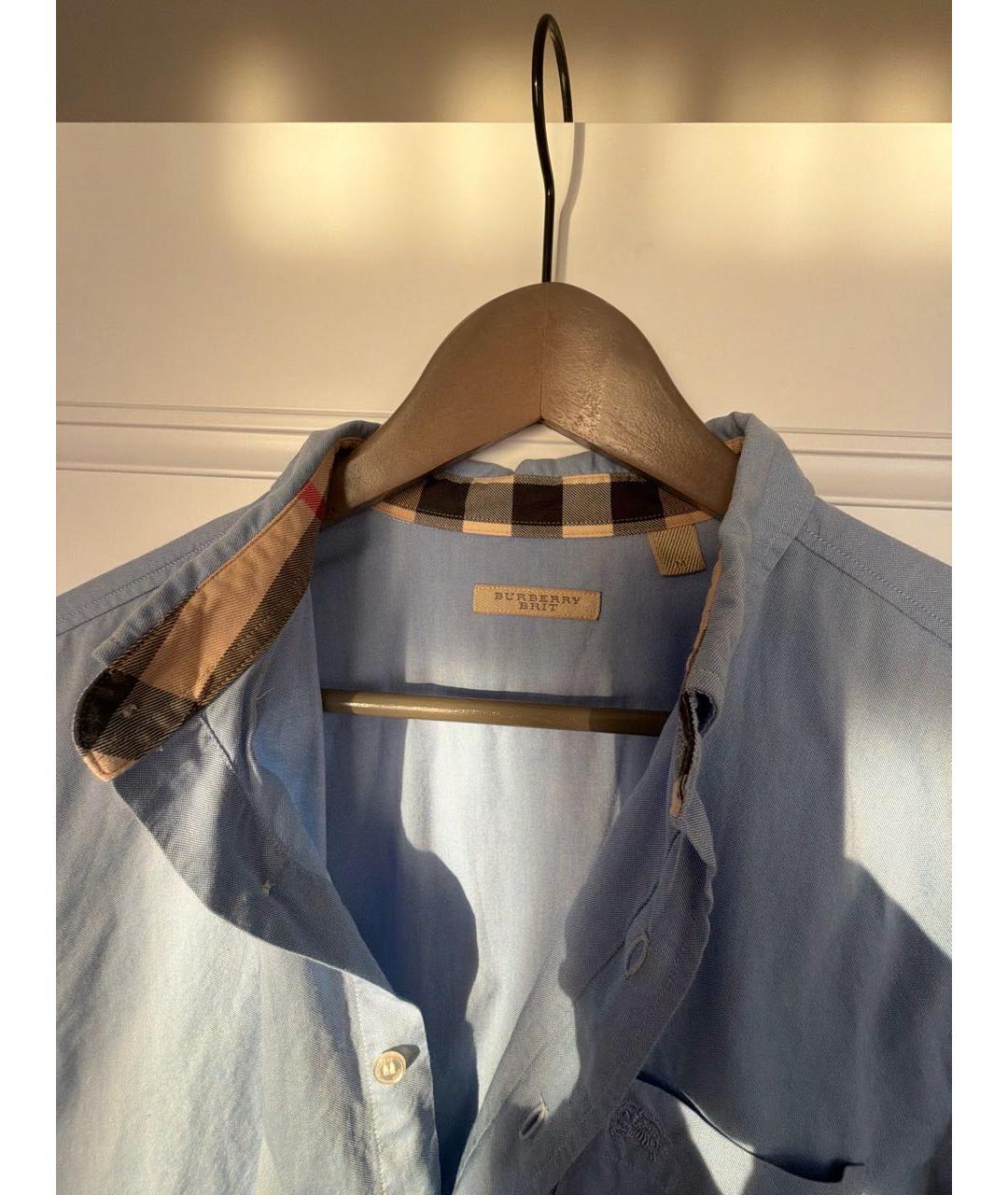 BURBERRY Голубая хлопковая кэжуал рубашка, фото 3