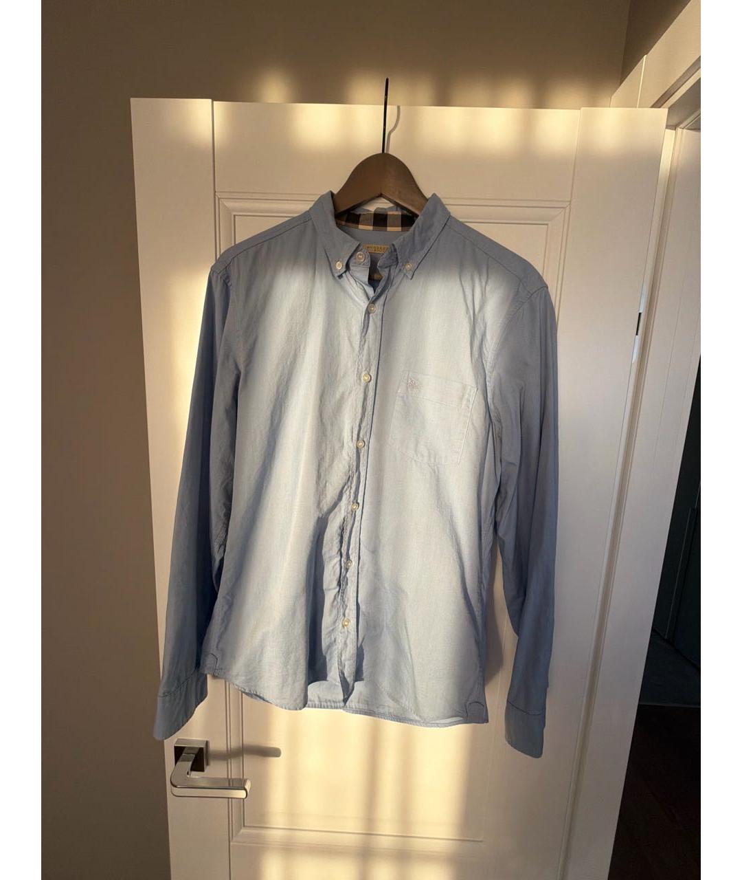 BURBERRY Голубая хлопковая кэжуал рубашка, фото 7