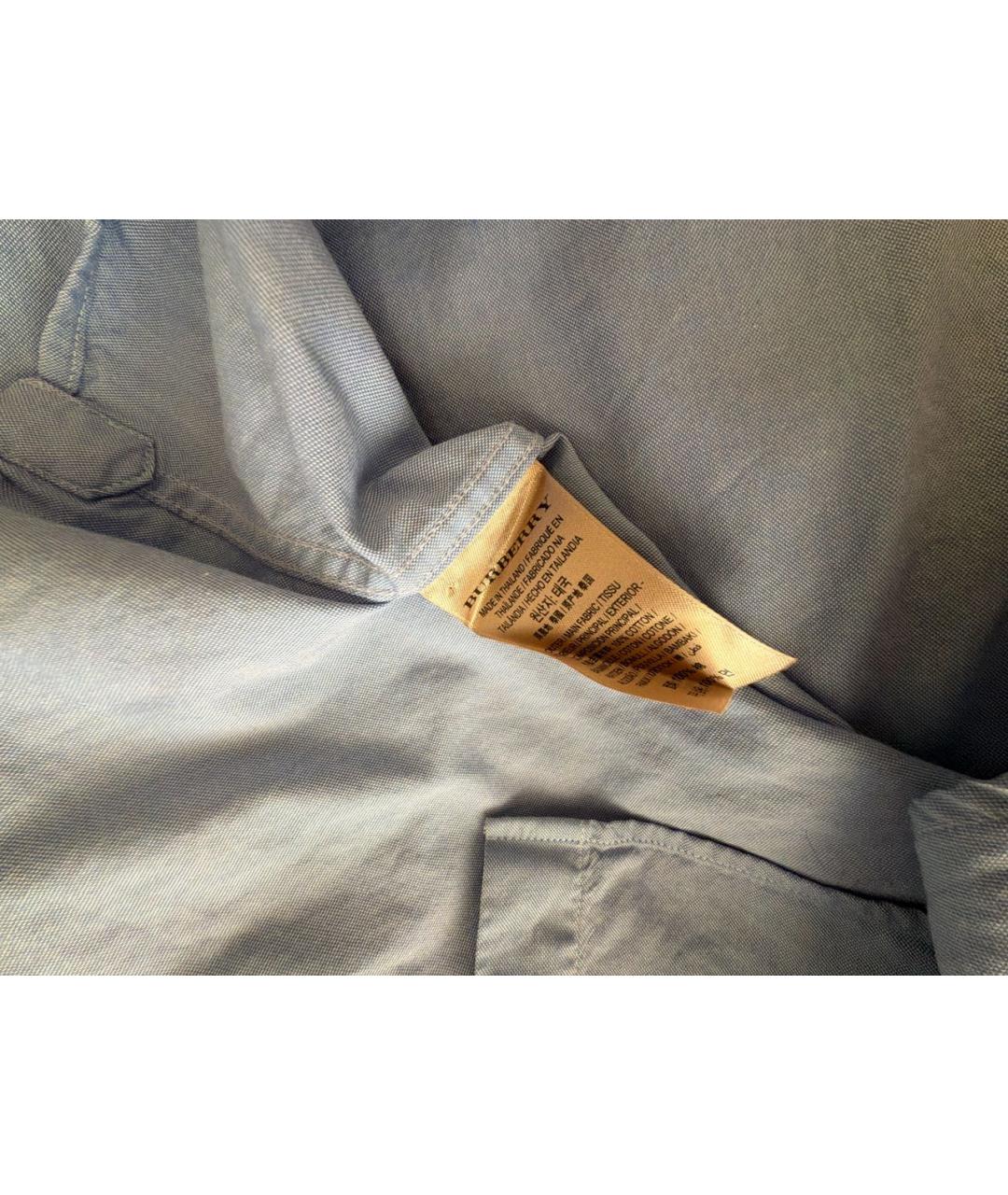 BURBERRY Голубая хлопковая кэжуал рубашка, фото 6