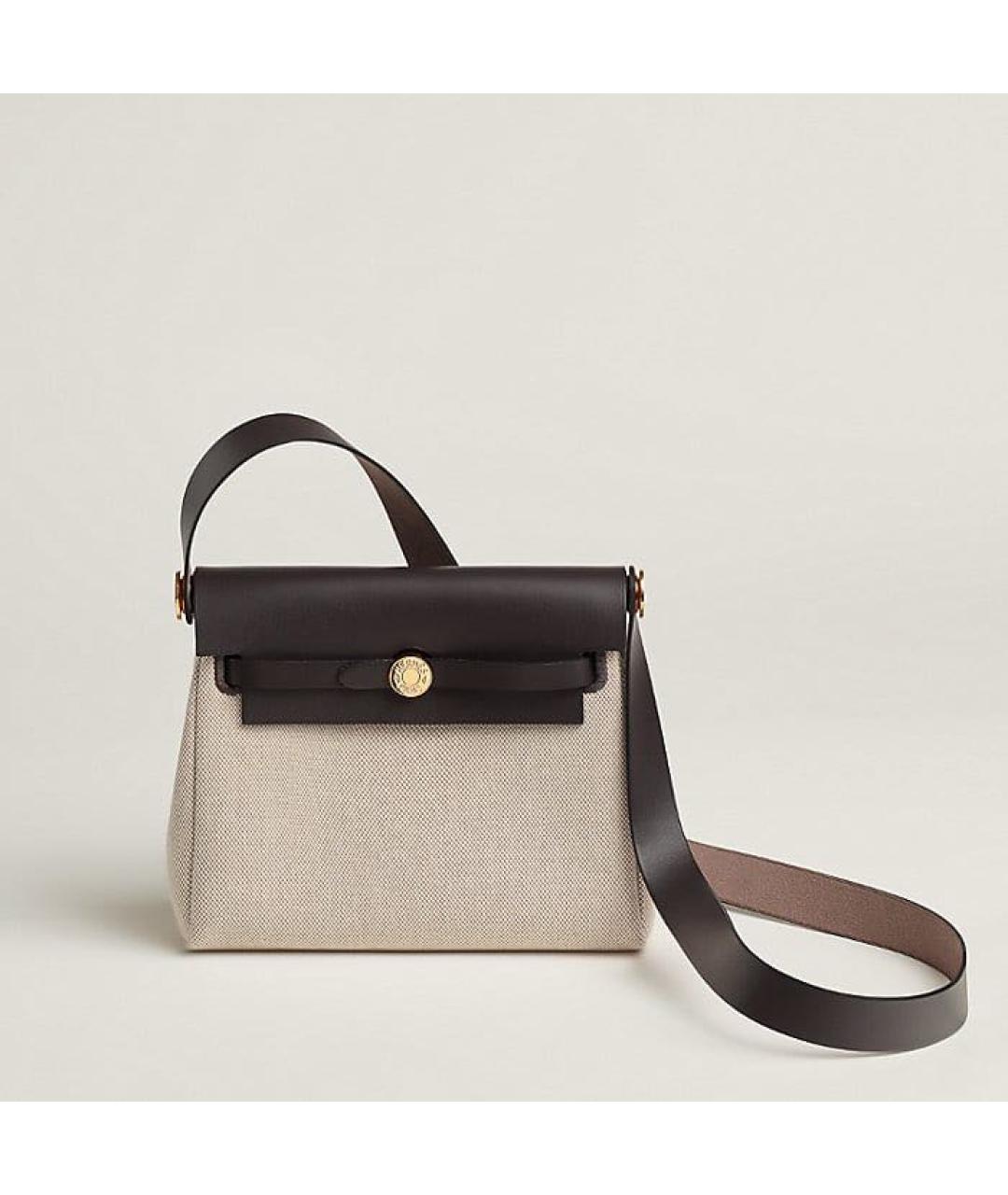 HERMES Бежевая тканевая сумка через плечо, фото 7