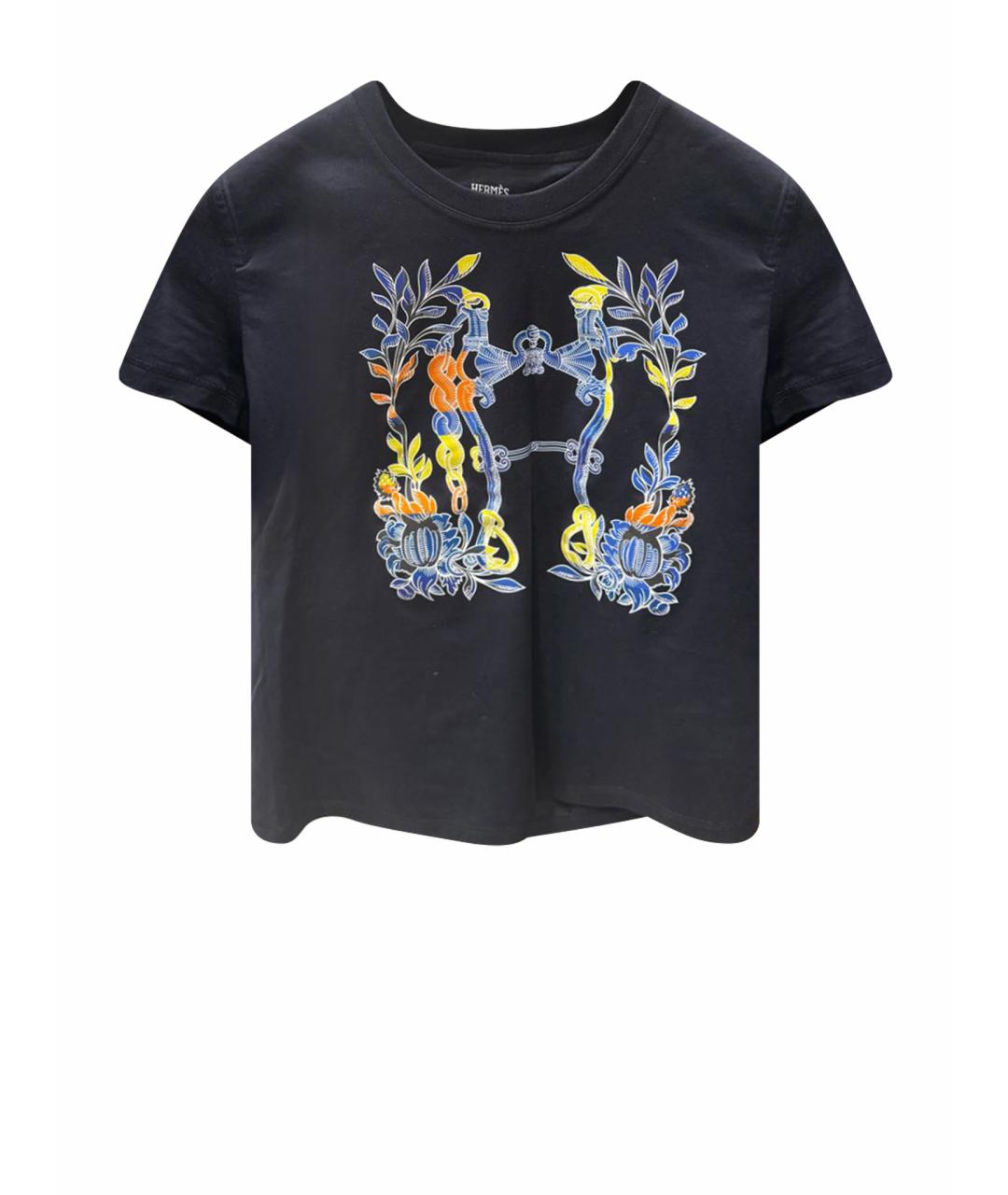 HERMES Черная хлопковая футболка, фото 1