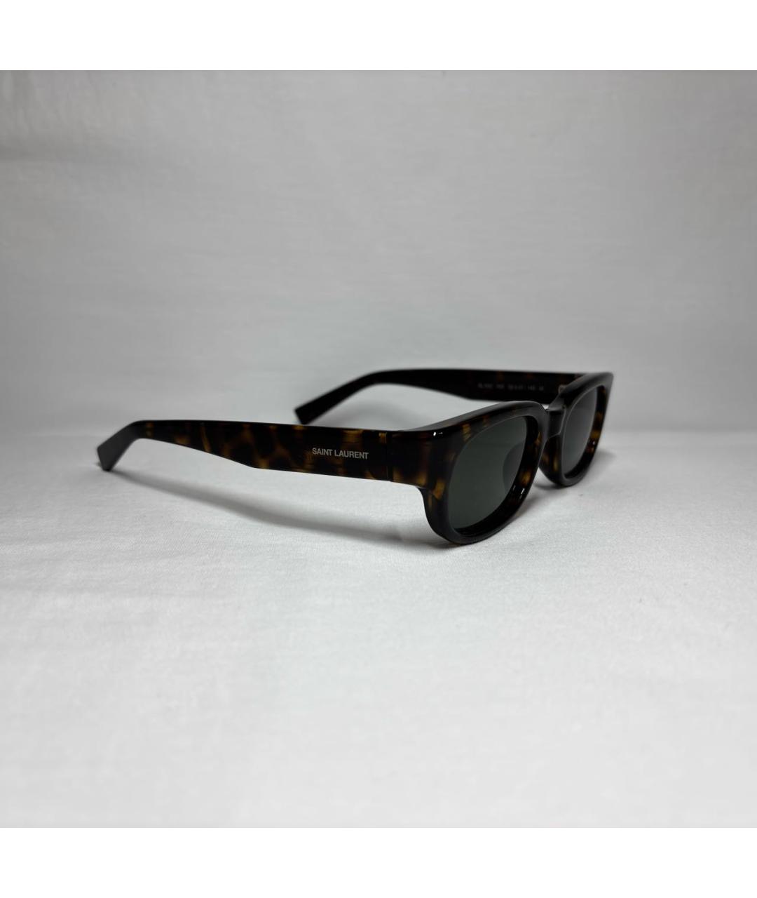 SAINT LAURENT Коричневые пластиковые солнцезащитные очки, фото 2