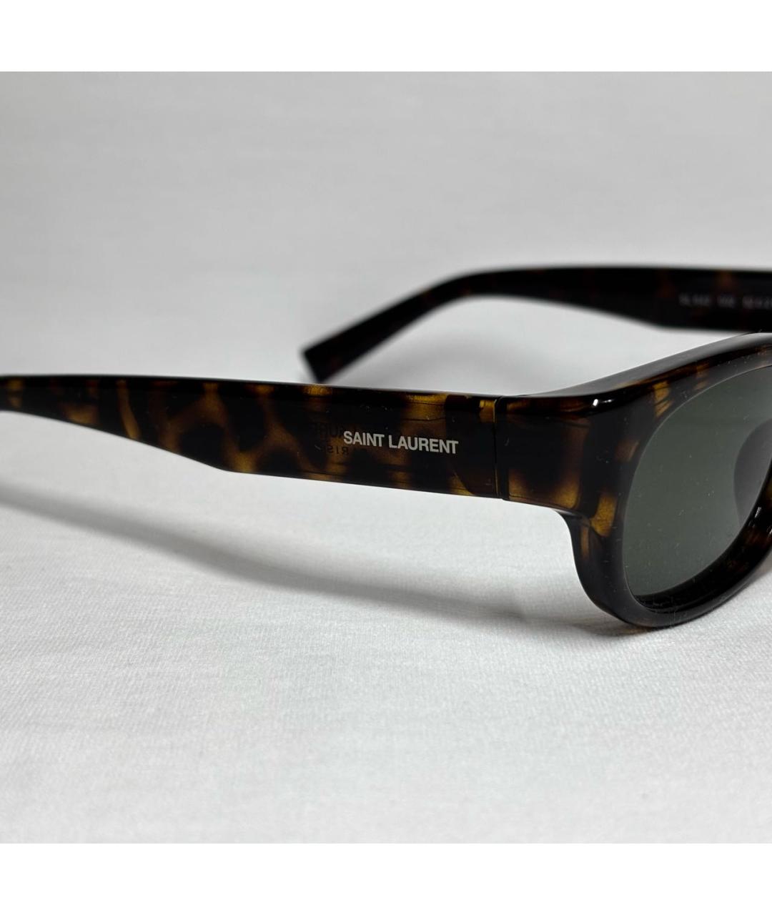 SAINT LAURENT Коричневые пластиковые солнцезащитные очки, фото 3