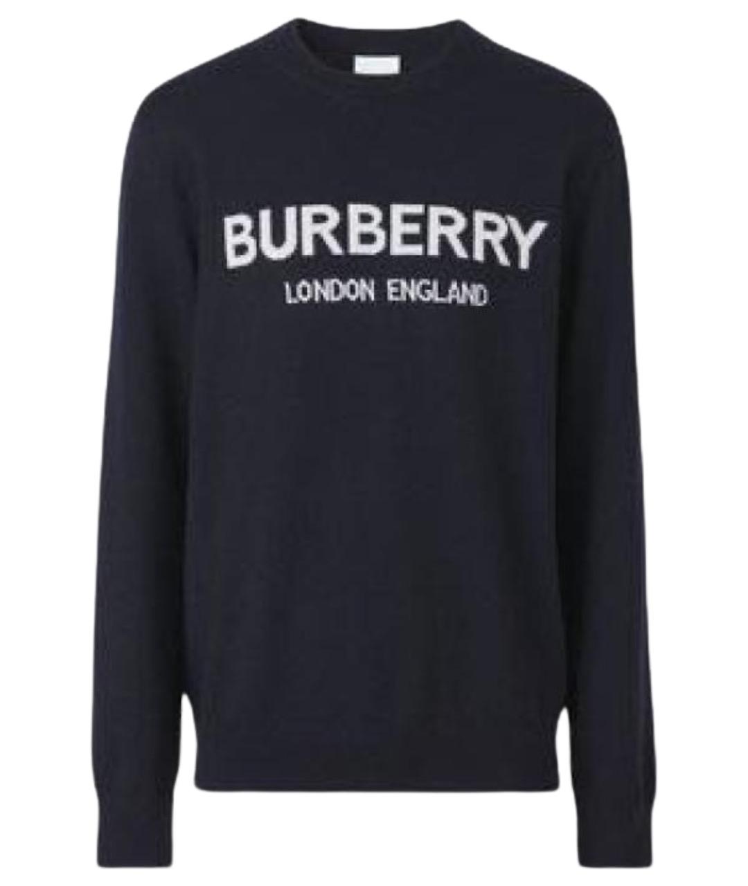 BURBERRY Темно-синий шерстяной джемпер / свитер, фото 1