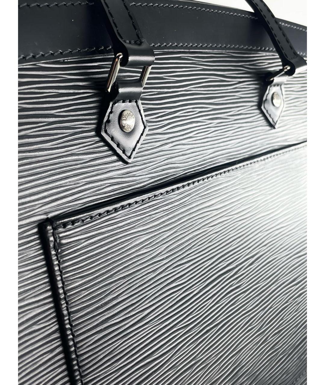 LOUIS VUITTON Черная кожаная сумка тоут, фото 3