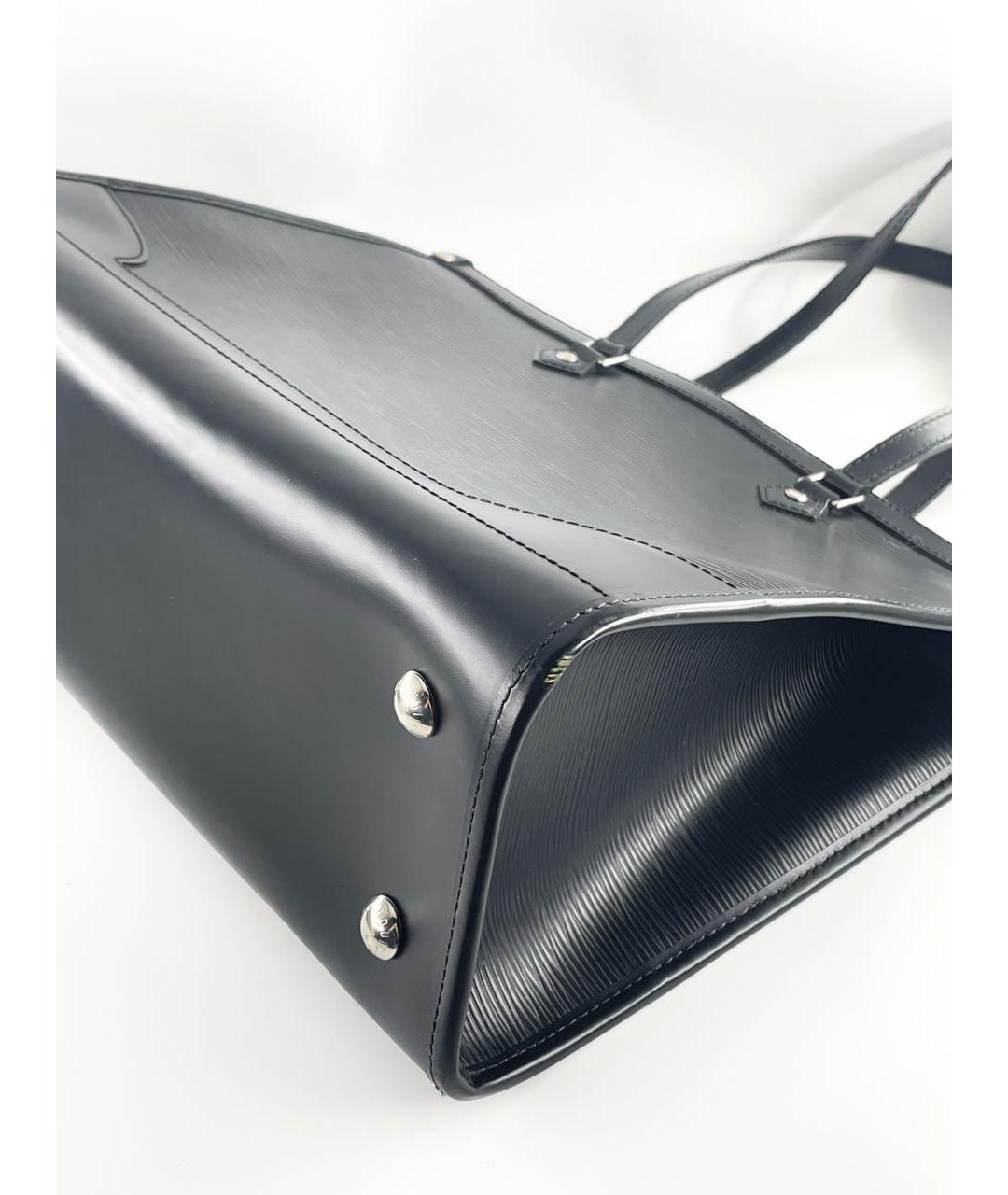 LOUIS VUITTON Черная кожаная сумка тоут, фото 6