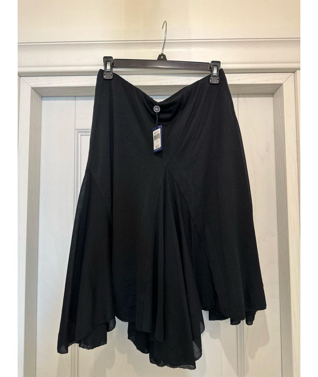 RALPH LAUREN Черная хлопковая юбка миди, фото 6