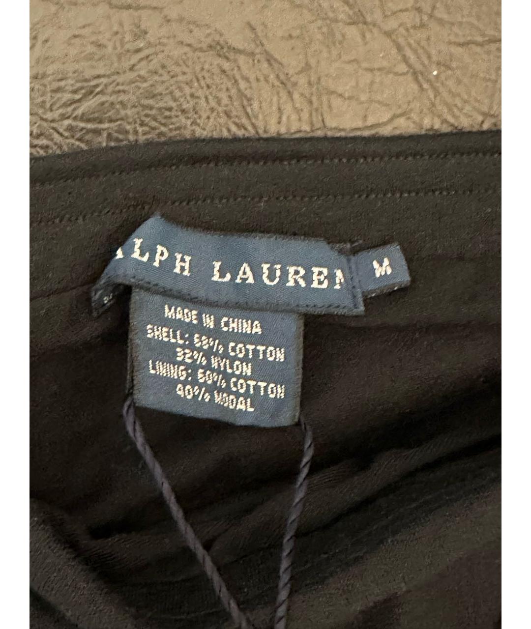 RALPH LAUREN Черная хлопковая юбка миди, фото 3