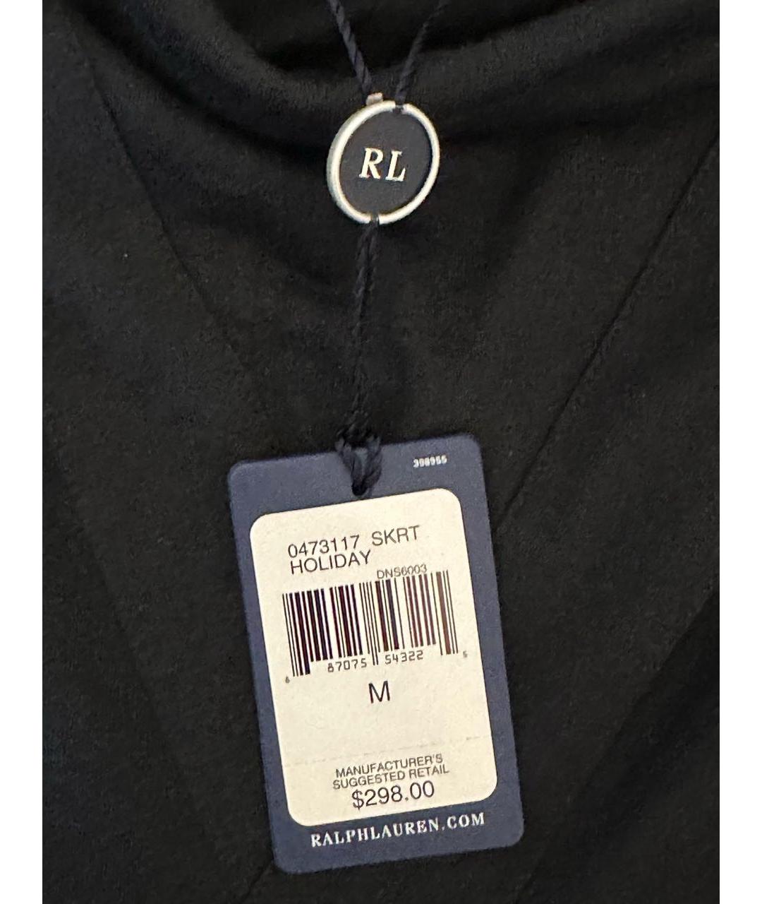 RALPH LAUREN Черная хлопковая юбка миди, фото 4