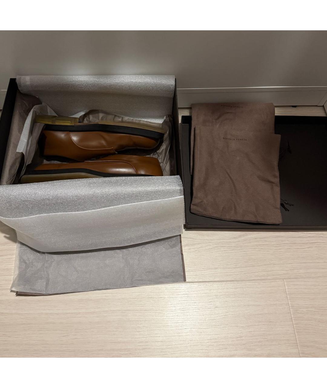 BOTTEGA VENETA Коричневые кожаные низкие ботинки, фото 7