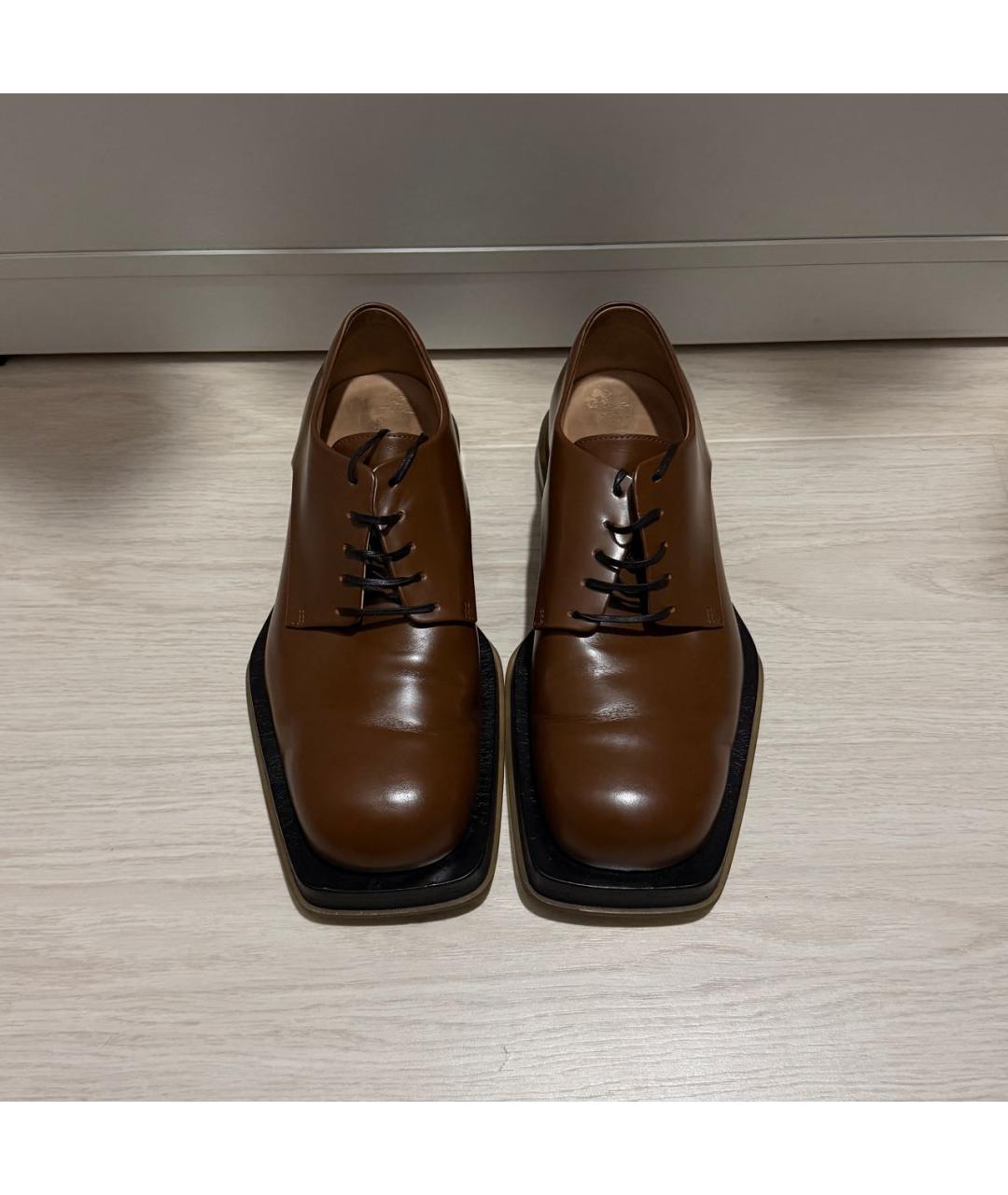 BOTTEGA VENETA Коричневые кожаные низкие ботинки, фото 2