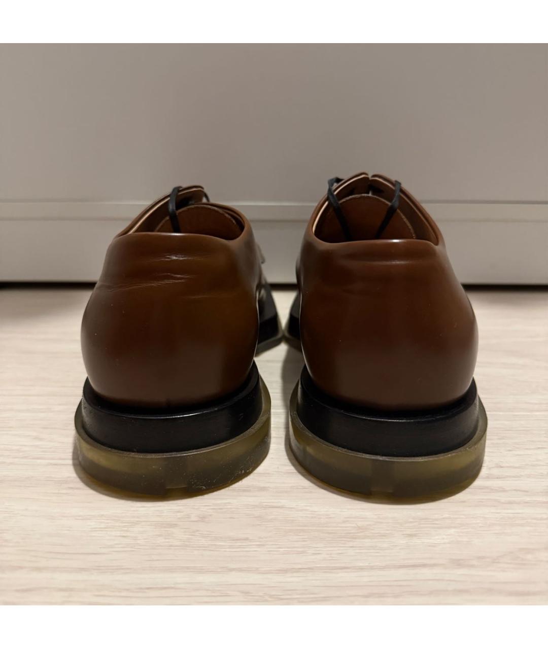 BOTTEGA VENETA Коричневые кожаные низкие ботинки, фото 4