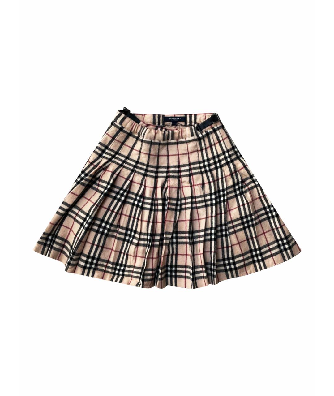 BURBERRY Бежевая шерстяная юбка мини, фото 1