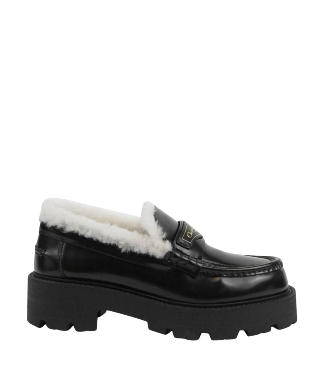 CHRISTIAN DIOR Черные кожаные лоферы, фото 1