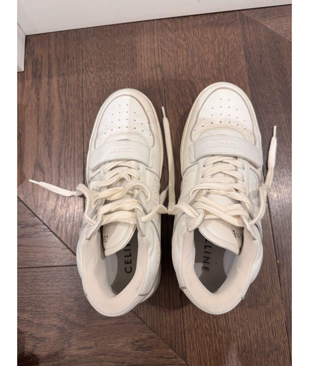 CELINE Белые кожаные кроссовки, фото 3