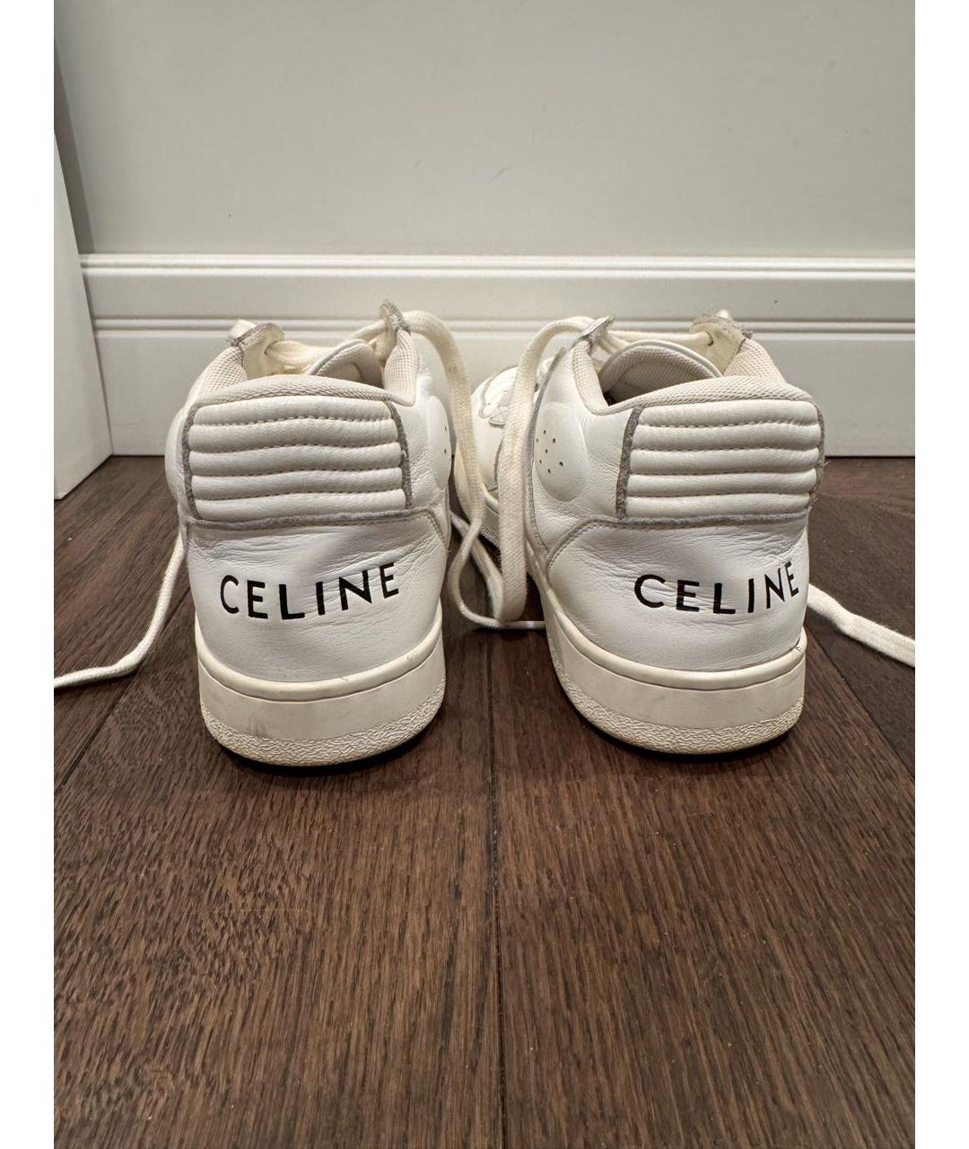 CELINE Белые кожаные кроссовки, фото 4
