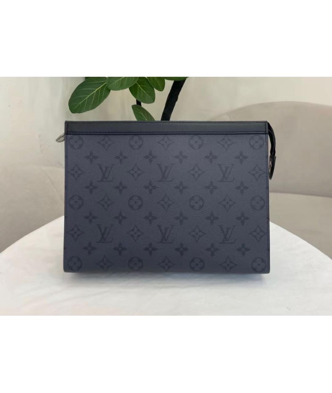 LOUIS VUITTON Антрацитовая кожаная папка для документов, фото 2