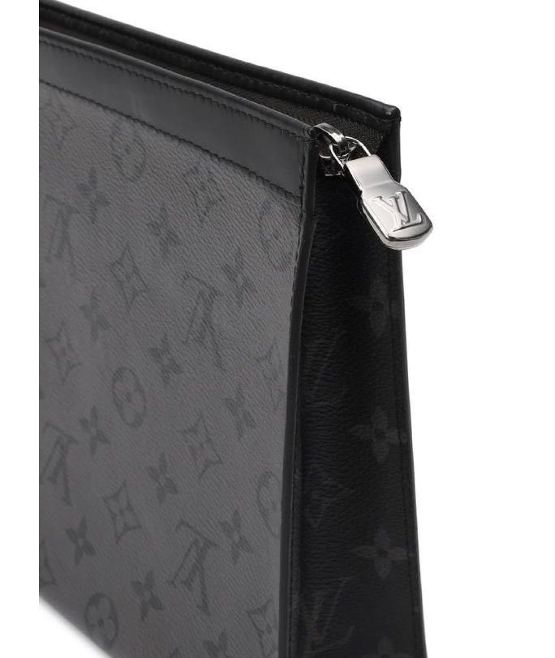 LOUIS VUITTON Антрацитовая кожаная папка для документов, фото 5