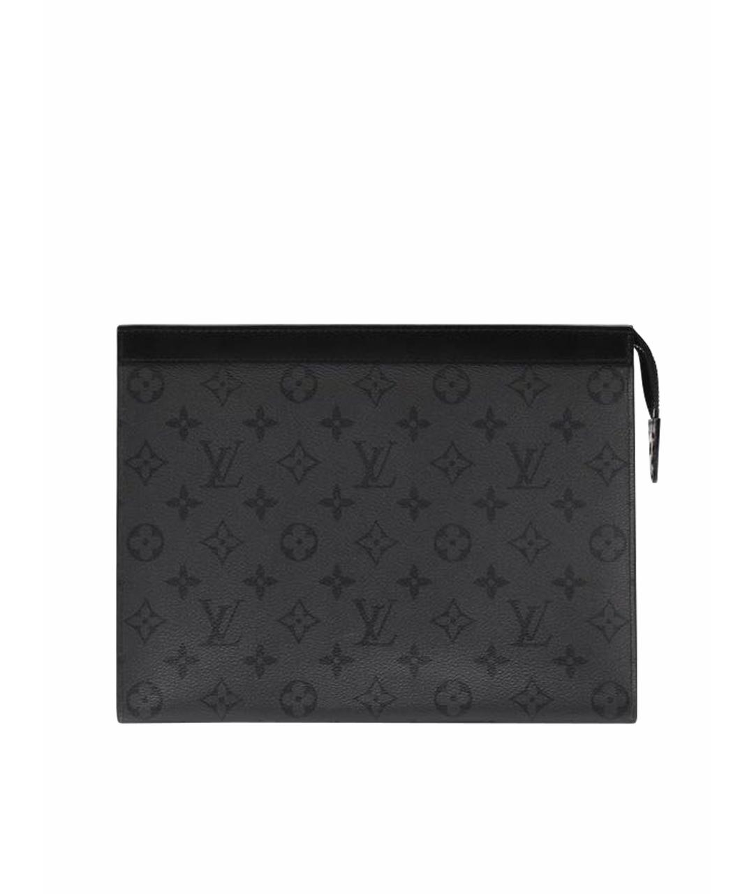 LOUIS VUITTON Антрацитовая кожаная папка для документов, фото 1