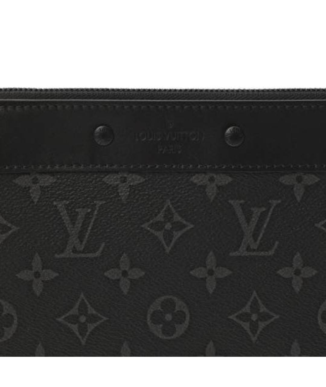 LOUIS VUITTON Антрацитовая кожаная папка для документов, фото 4